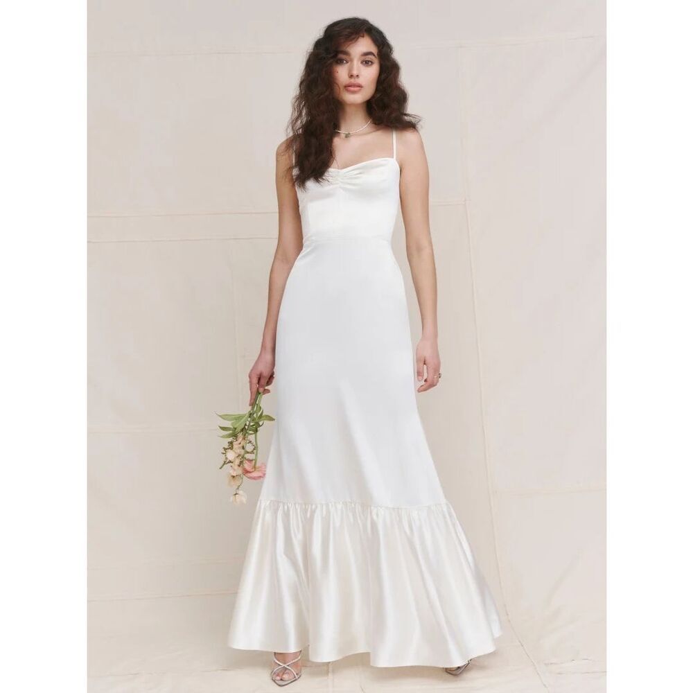 NEW NWT Reformation Venetia Silk Wedding Maxi Dress in Ivory Size 12 - Picture 1 of 13